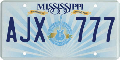 MS license plate AJX777