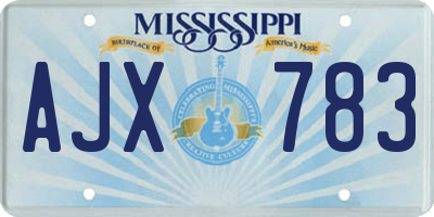 MS license plate AJX783