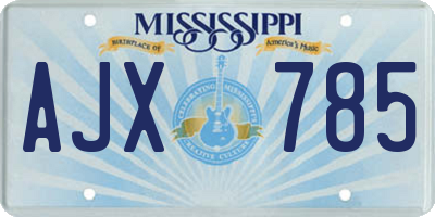 MS license plate AJX785