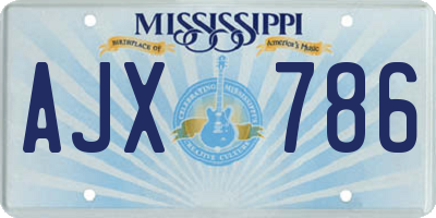 MS license plate AJX786