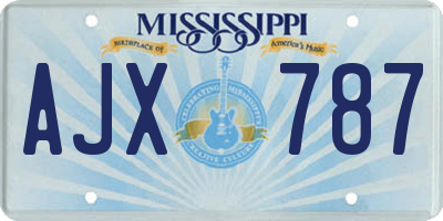MS license plate AJX787