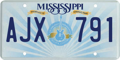 MS license plate AJX791