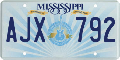 MS license plate AJX792