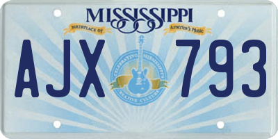 MS license plate AJX793