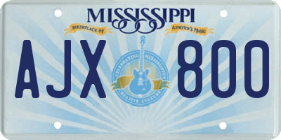MS license plate AJX800