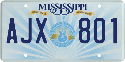 MS license plate AJX801