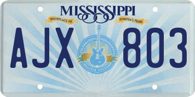 MS license plate AJX803