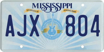 MS license plate AJX804