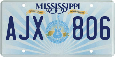 MS license plate AJX806