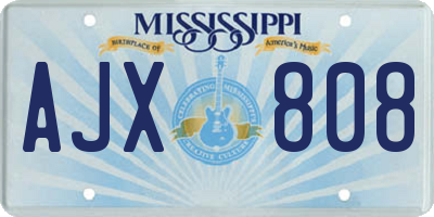 MS license plate AJX808