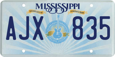 MS license plate AJX835