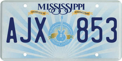MS license plate AJX853