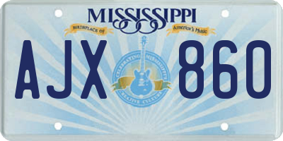MS license plate AJX860