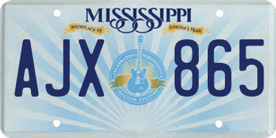 MS license plate AJX865