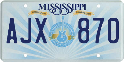 MS license plate AJX870