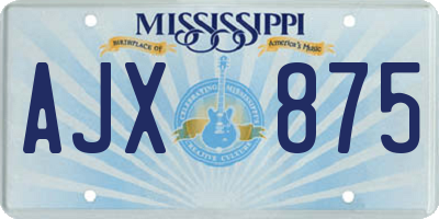 MS license plate AJX875