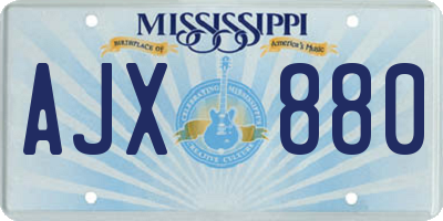 MS license plate AJX880