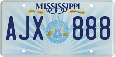 MS license plate AJX888