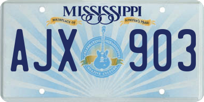 MS license plate AJX903