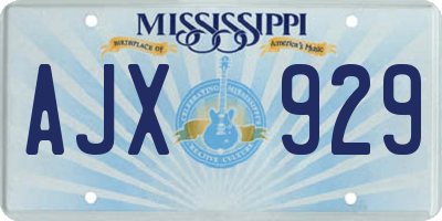 MS license plate AJX929