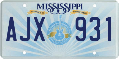 MS license plate AJX931
