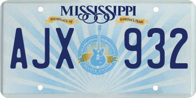 MS license plate AJX932