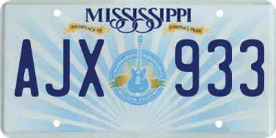 MS license plate AJX933