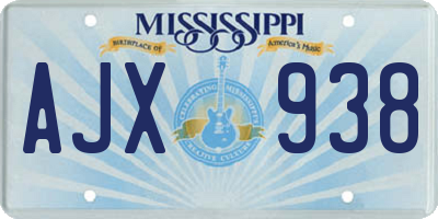 MS license plate AJX938