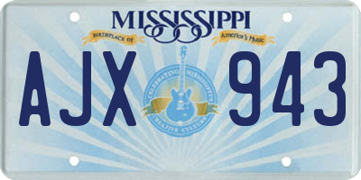 MS license plate AJX943