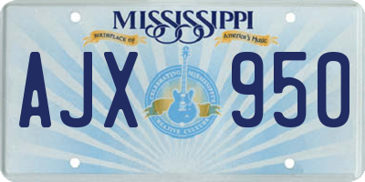 MS license plate AJX950