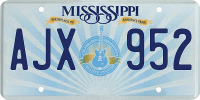 MS license plate AJX952