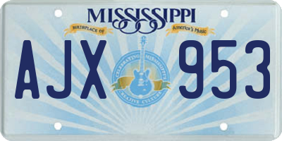 MS license plate AJX953