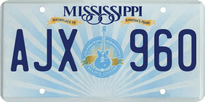 MS license plate AJX960