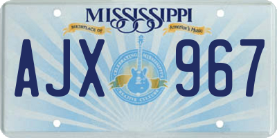 MS license plate AJX967