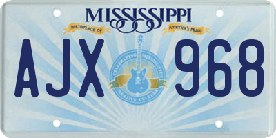 MS license plate AJX968