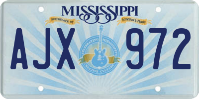 MS license plate AJX972