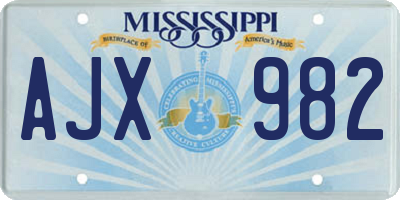 MS license plate AJX982