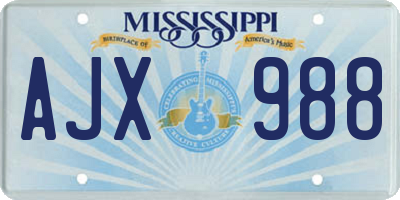 MS license plate AJX988