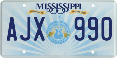 MS license plate AJX990