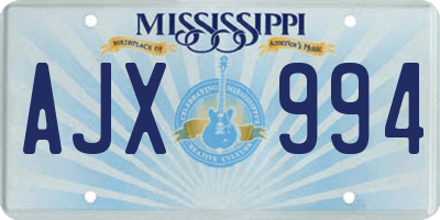 MS license plate AJX994
