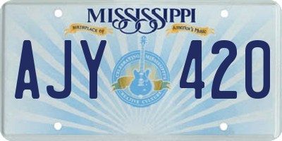 MS license plate AJY420