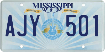 MS license plate AJY501