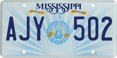 MS license plate AJY502