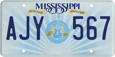 MS license plate AJY567