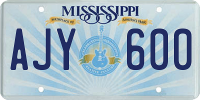 MS license plate AJY600