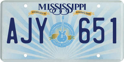 MS license plate AJY651