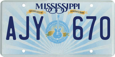 MS license plate AJY670