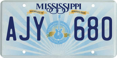 MS license plate AJY680