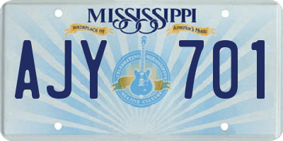 MS license plate AJY701