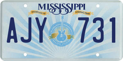 MS license plate AJY731